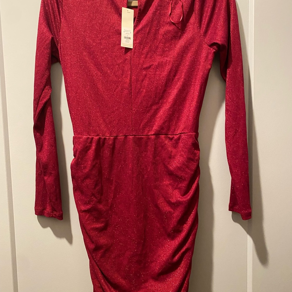 Francesca's Collections Sparkling Red Long Sleeve Dress